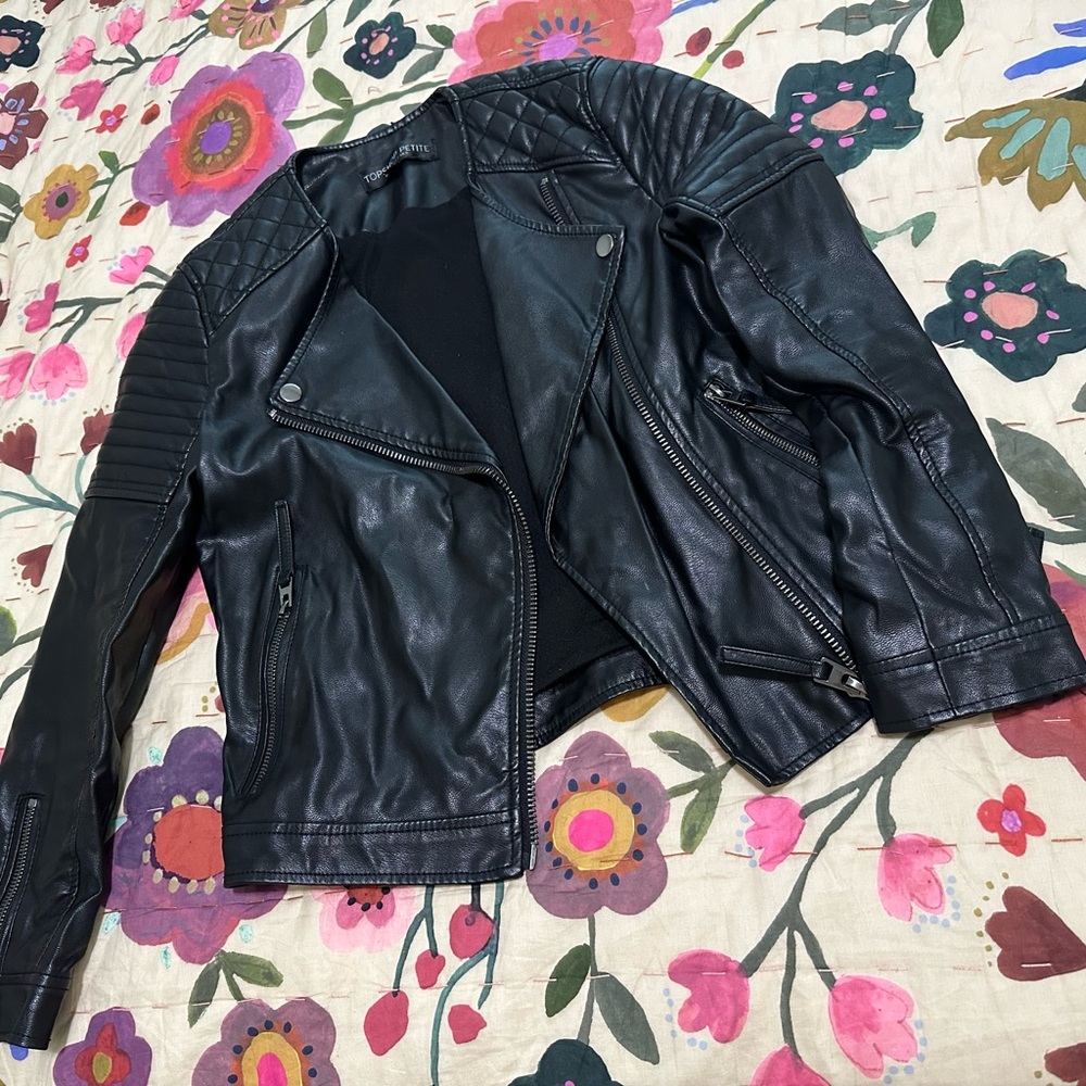 Topshop petite size US 2 artificial leather jacket